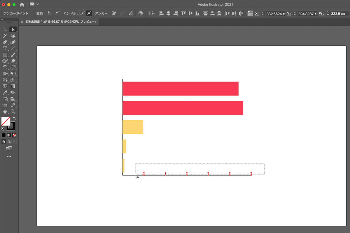 【イラストレーター】グラフツールで棒グラフを作成する方法